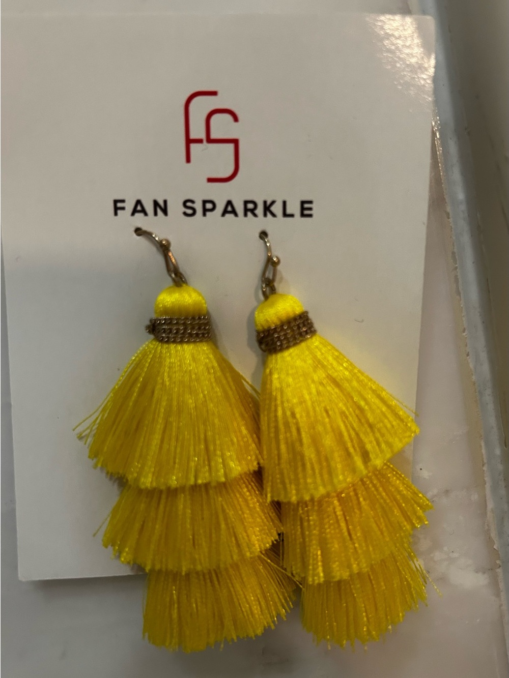 Yellow Tiered Tassel Earrings